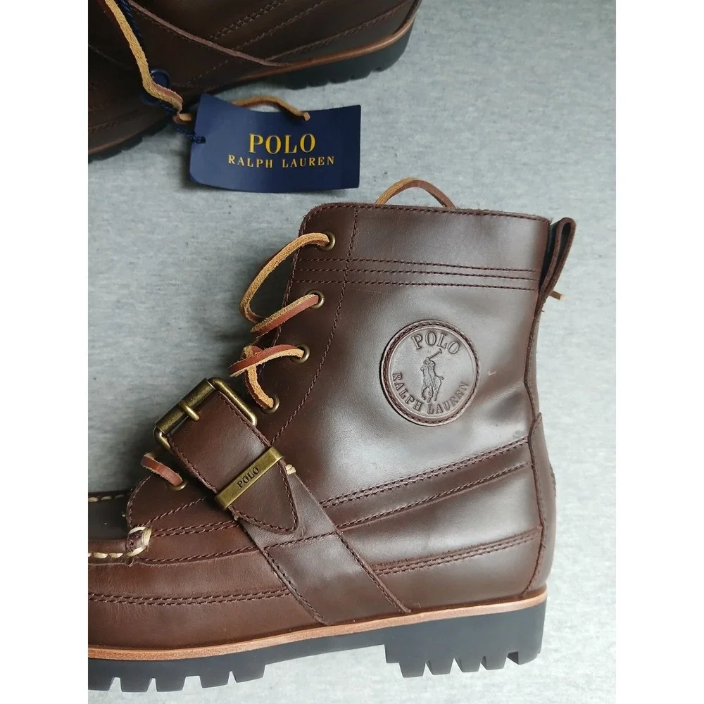 Ralph Lauren Boots Mens 7 Polo Country Ranger Leather Lace Up Moc Toe New
